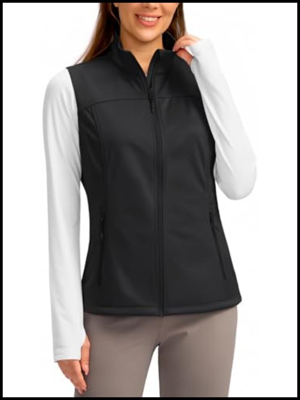 Women's Lightweight Windproof Water-Resistant Vest with 4 Pockets Full Zip